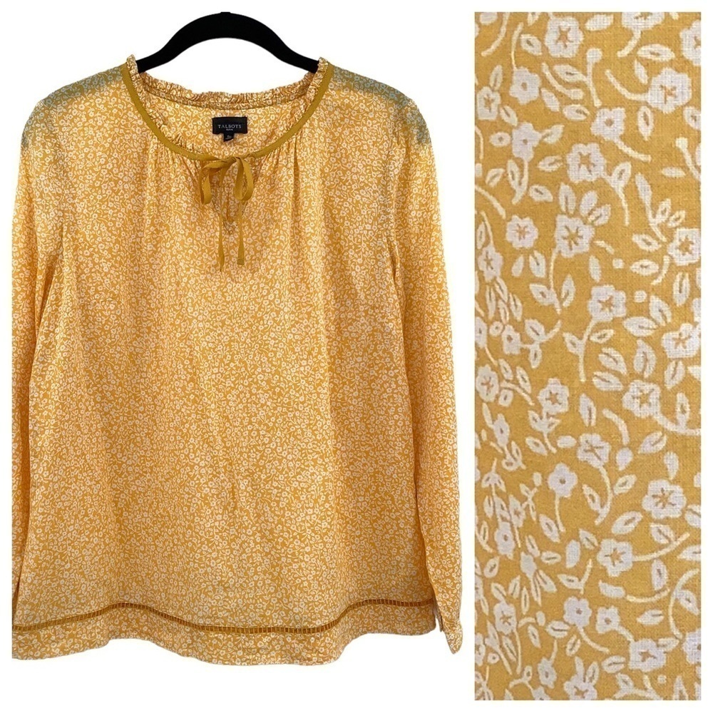FINAL PRICE Talbots Yellow Floral Top Size Small Petite